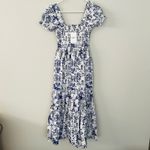 NWT O.P.T. Daphne Toile Blue White Print Tiered Midi Dress (S) Photo 2