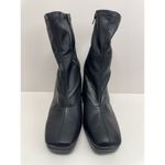 Wild Pair  Chunky Heel Platform Booties Black Size 9.5 Sock Like Fit Block Heel Photo 4