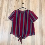 Madewell Button Back Tie Tee in Rosalinda Stripe sz XS Photo 3
