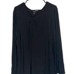 Halogen  Black Tie Knot Front Long Sleeve Dressy Formal Blouse Women Sz 3X Photo 0