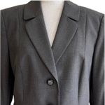 Tahari ASL Blazer Jacket Petite Charcoal Gray Black Lace Trim Career Size 12P Photo 2