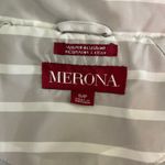 Merona Striped Water Resistant Hooded Rain Jacket Small Beige White Clean Girl Photo 1