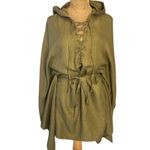 FLEETWOOD MAC Custom Linen Lace Up Dolman Hooded Tunic Size S New with Tag OOAK Green Photo 6