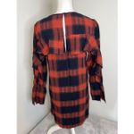 BCBGMAXAZRIA New! Orange & Black LongSleeve Plaid Ruffled Dress Medium Photo 10