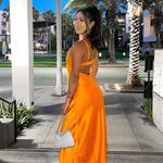 ZARA  dress maxi midi hot orange satin effect wedding party cocktail Casual  Photo 6