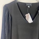 Premise NWT Sheer Pleated Sleeve V-Neck Top Black Size Small S NEW Photo 1