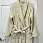 Nordstrom Cozy Ivory Flannel Fleece Long Robe With Pocket An Belt Size XL Photo 2