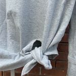 Crown & Ivy Zebra Embroidered Long Sleeve Top Gray Embellished Tie Front Medium Photo 1