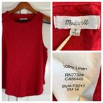 Madewell Linen Tank Top Red Sleeveless Summer Top Womens Small Coastal Cowgirl Photo 10