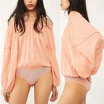 Free People Sundown Balloon Sleeve Bodysuit NWT S Peach Pink Orange Long Sleeve Photo 1