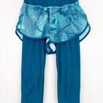 Under Armour  Teal Leggings Layered Shorts Sz M Photo 7