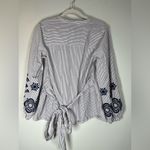 J.Crew Embroidered Tie Front Tunic Pin Stripe Sz S Photo 9