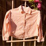 No Comment Orange/White Strip Crop Shirt M Photo 0