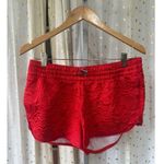 Adidas  Originals Women's Red Trefoil  Floral Rose Textured Print Logo Shorts M Photo 2