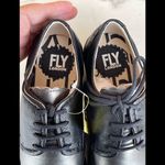 Fly London  Palt Black Antique Silver Leather Lace Up Wedge Shoes 37 /6.5 Photo 2