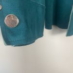 Chico's ‎ Vegan Faux Suede Jacket Womens 2 Teal/turquoise Long Sleeve Snap closure Photo 2