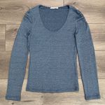 Michael Stars  Long Sleeve Blue Shimmer‎ Top One Size Photo 0
