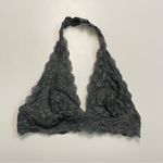 Free People  Intimately Bralette Galloon Lace Halter Adjustable Band Floral Grey Photo 0