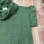 Bryn Walker  Green Black Plaid Tunic Top Cowl Neck Large Cozy Chic Photo 3
