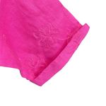 Carole Little 100% Linen Shirt Blouse Womens Size L Pink 3/4 Sleeve Embroidered Size L Photo 2