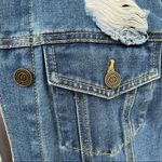 Boom Boom Jeans  Medium Wash Destroyed Trucker Style Denim Jacket XL Photo 5