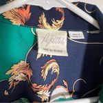Vintage Pykettes Open Front Blazer Top Navy Green Floral Blue Size M Photo 7
