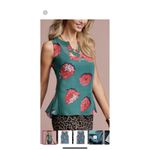CAbi ‎ Style 3445 Blushing Floral Blouse Teal Sz XS Peplum Lined Tank Shirt Top Photo 7
