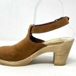 Sven Brown Nubuck Leather Wooden Halter Top High Heel Clog Sandals 36 5.5 6 Photo 1