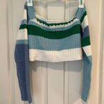 Striped Crochet Knit Off The Shoulder Top Multi Size M Photo 0