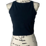 Forever 21  Black Ribbed High Neck Crop Tank Top - Size L Photo 0