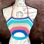 Olivaceous Rainbow Crochet Crop Top Multi size M Photo 7