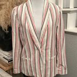 Adrienne Vittadini Adrienne Vitadini Striped Linen Cotton Blend Blazer Size Medium Photo 0