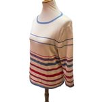 Pendleton Long Sleeve Striped Red White & Blue Scoop Neck Silk Blend Vintage Swe Photo 6