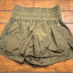 Free People Movement Hot Shot Shorts Olive Green Smocked Waist Athletic Shorts M Size undefined Photo 0