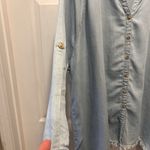 Hester & Orchard Tencel Chambray Button Up Asymmetrical Raw Hem Shirt Sz 2X Blue Photo 2