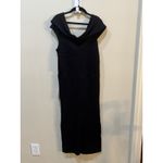 Eliza J Women Off the Shoulder MIDI Sweater Knit Dress Black Side Slit Ribbed Photo 3