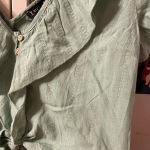 Very J NWT  SAGE GREEN CROPPED BOHO V-NECK BLOUSE Photo 4