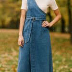 Moussy Asymmetry Denim Jumper Dress Blue Photo 0