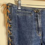 Willi Smith  Jeans Womens 8 Blue Denim Straight Leg Laced Sides Western Boho Y2K Photo 3