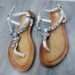 White Silver And Rhinestone Strap Sandals Size 7 Photo 0