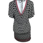 White House | Black Market Geometric Tie V Open Back Mini Dress XS Black Pink Photo 3