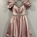 Mac Duggal  20688 Puff Sleeve Beaded Top Full Skirt Dress Blush Pink 0 Photo 1