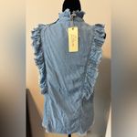 Elan NWT  Denim Ruffle Sleeve Top Size Large Photo 1