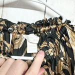 H&M Blouse Women Size 2 Gold Floral Wide Frill-Collared Mock Neck Long Sleeve Photo 1