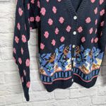 Vintage J Christopher Cardigan Sweater Size L Navy Blue Pink Cottagecore Womens Size L Photo 5
