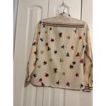 Vintage Womens Cream Leaf Print Button Up Blouse Shirt Long Sleeve Collar 7/8 Brown Size undefined Photo 6