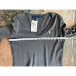 Ralph Lauren Womens Sweater Dress Gray Merino Wool Cotton Knit Med V Photo 6