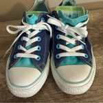 Converse  All Star Canvas Sneakers Blue Lime Green Women’s Size 6 Double Tongue Photo 7