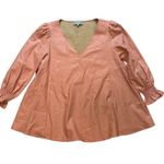 Tuckernuck Easton Blush Pink Faux Leather Swing Blouse 3/4 Sleeve, Sz XL Photo 9