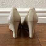 Coach Kellen Taupe Leather Peep Toe Wedge Heels Photo 1